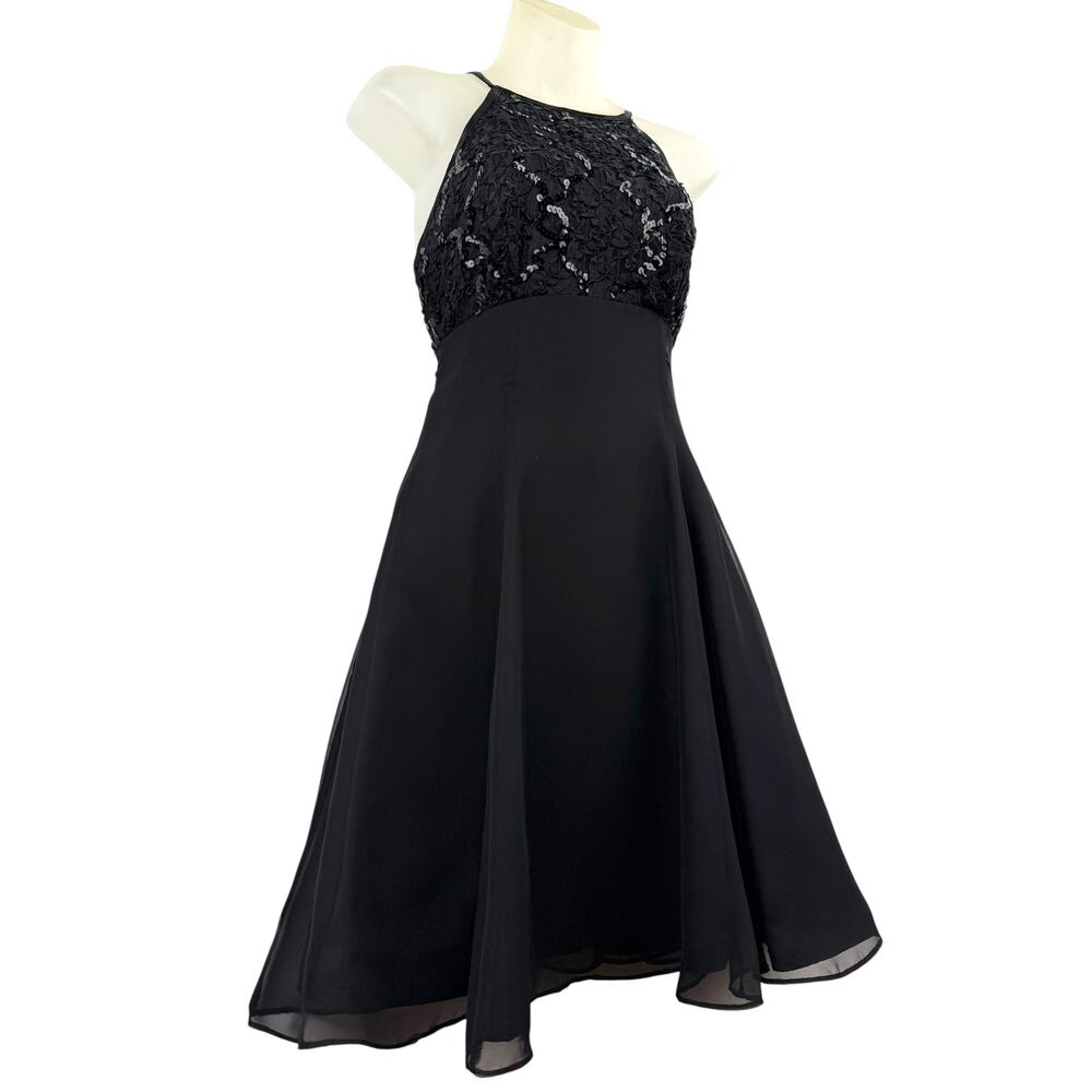 90's DE LARU BY LINDA BERNEL black A-line mini dress with sequence